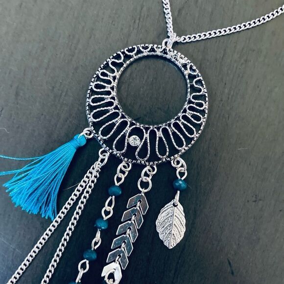 Silver Gold Boho Feather Long Necklaces Bundle Lot - Picture 4 of 5